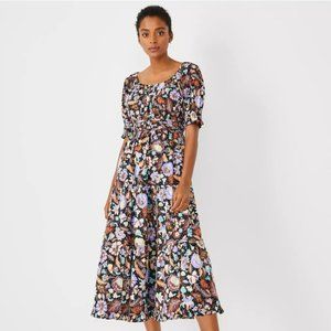 Ann Taylor Petite Batik Midi Flare Dress
